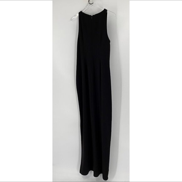 Halston Heritage crepe maxi sheath dress twist keyhole black long sheath new 12 - Picture 4 of 5